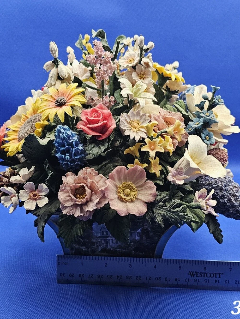 Thomas Kinkade Multicolor Resin Floral Bouquet with Pinecone Accents